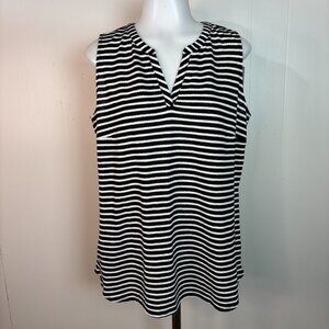 Van Heusen Tank Top Medium Striped Black White Sleeveless Cotton Blend NWT